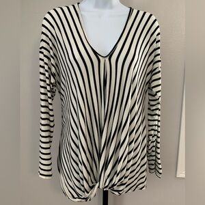 HEIMISH USA Black and White Striped Long Sleeve Top